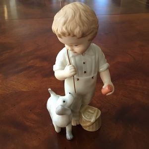 LENOX  ‘’LITTLE  BOY FISHING WITH DOG’’ CHINA FIGURINE 5 1/2’’ HIGH